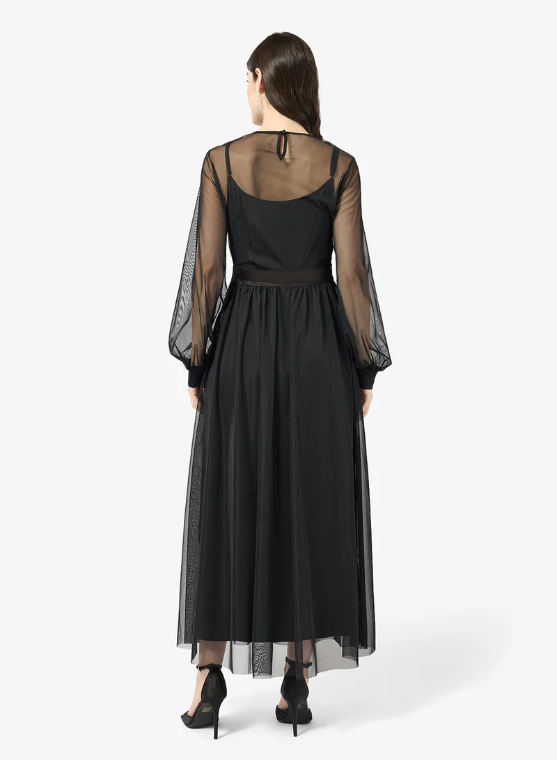 ELLA A-line Dress With Sheet Sleeves